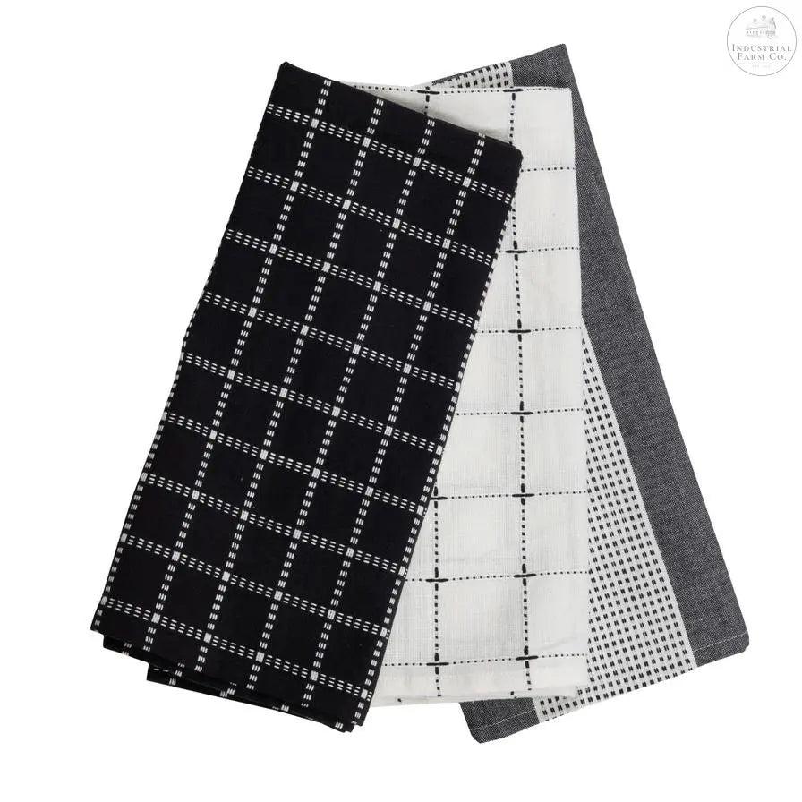 Trendy Black & White Tea Towels (Set of 3)  Default Title   | Industrial Farm Co