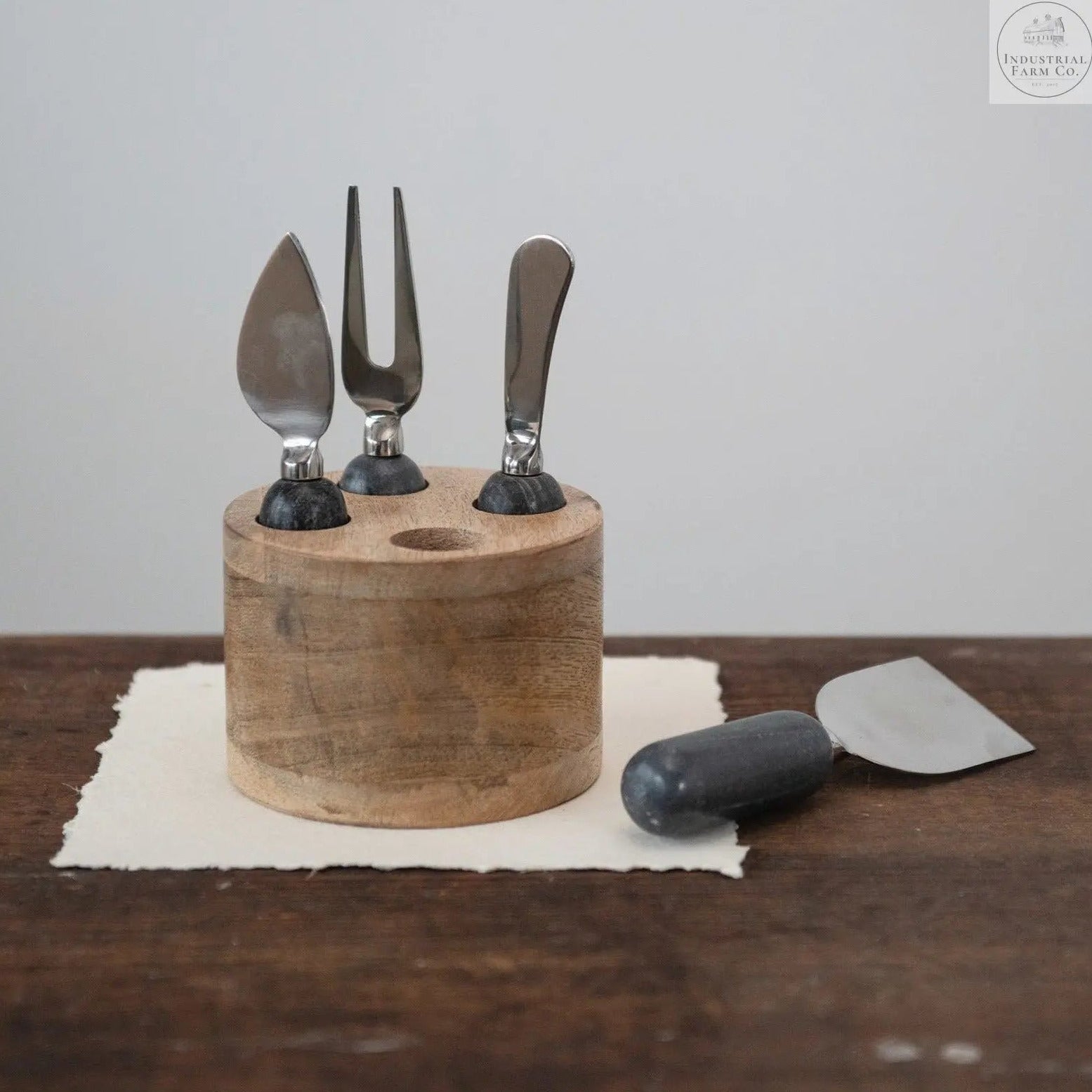 Mango Wood and Marble Cheese Serving Set  Default Title   | Industrial Farm Co