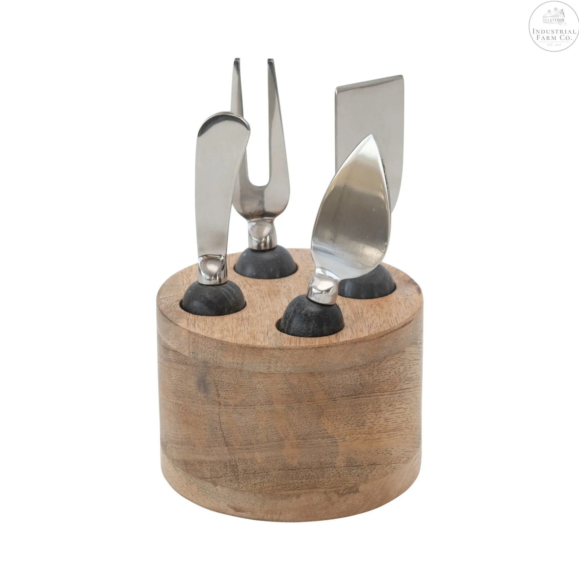 Mango Wood and Marble Cheese Serving Set  Default Title   | Industrial Farm Co