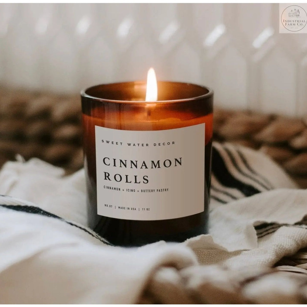 Cinnamon Rolls Soy Candle  White Jar   | Industrial Farm Co