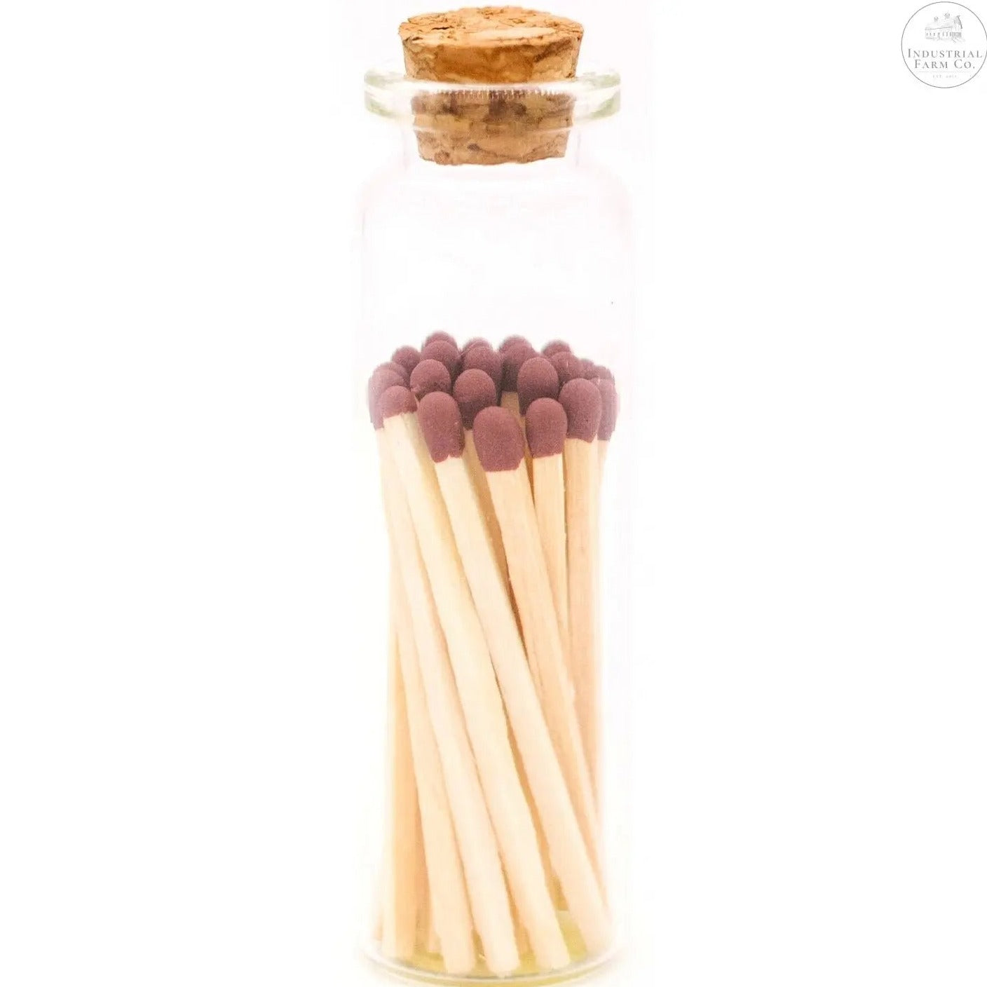 Decorative Mini Matches In Glass Container  Lilac Tip   | Industrial Farm Co