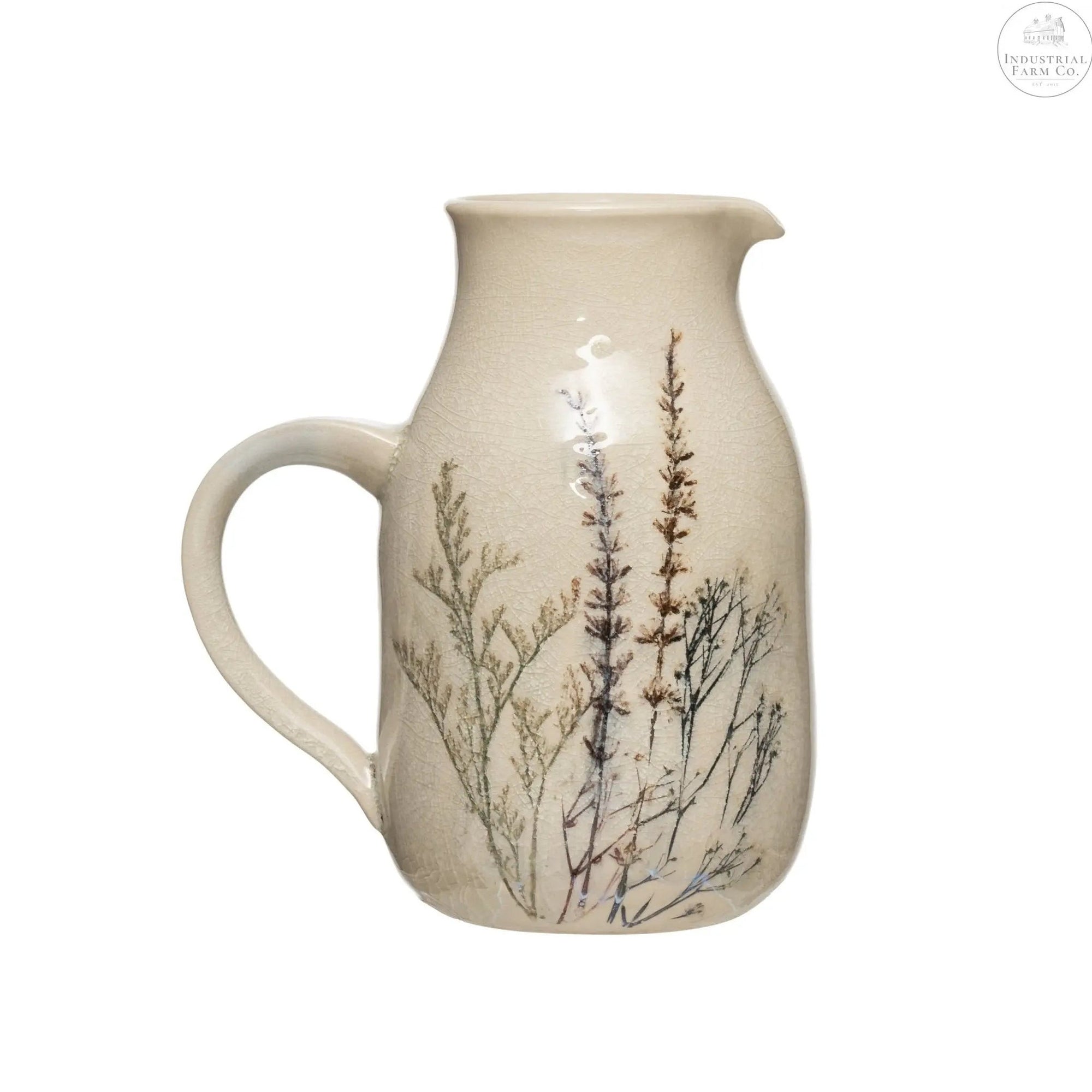 Floral Stoneware Debossed Pitcher Serving Pitchers & Carafes    | Industrial Farm Co