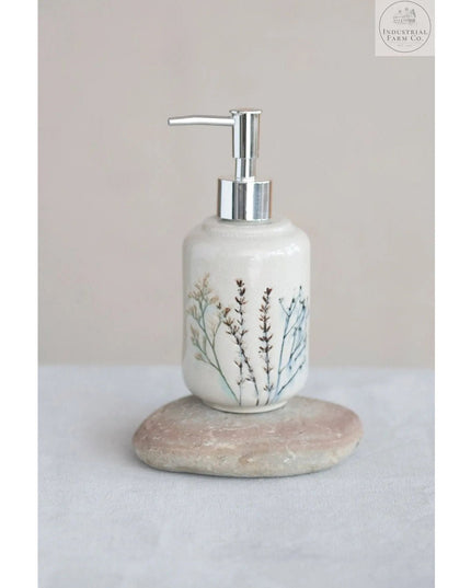 Floral Stoneware Soap Dispenser  Default Title   | Industrial Farm Co