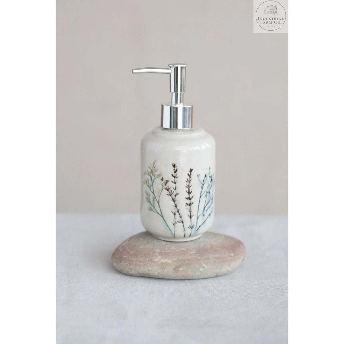 Floral Stoneware Soap Dispenser  Default Title   | Industrial Farm Co