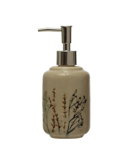 Floral Stoneware Soap Dispenser     | Industrial Farm Co