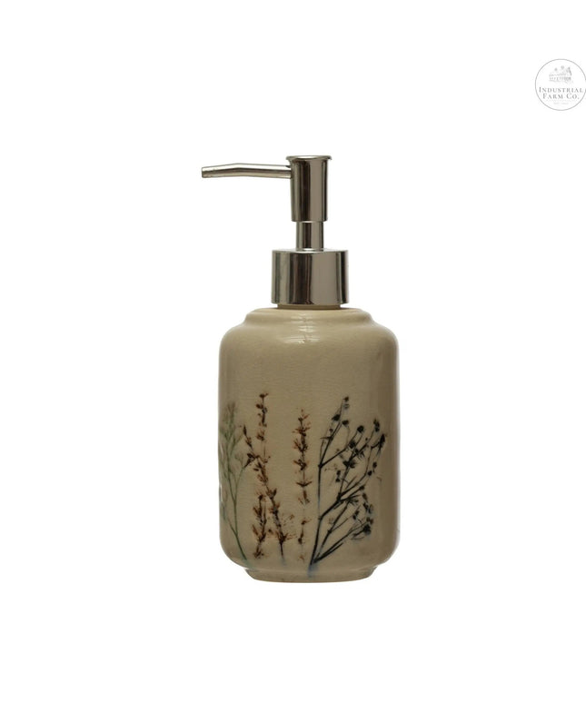 Floral Stoneware Soap Dispenser     | Industrial Farm Co