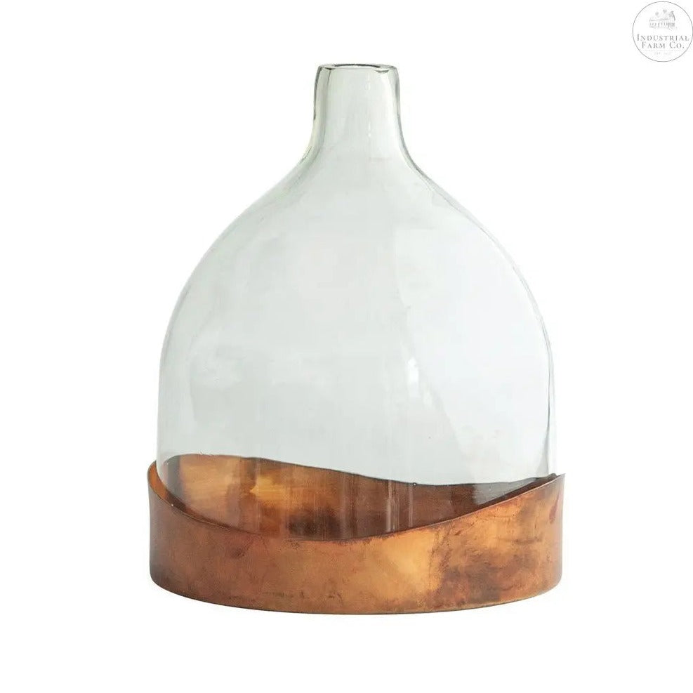 Glass Cloche with Copper Tray Decorative Tray Default Title   | Creative Co-op