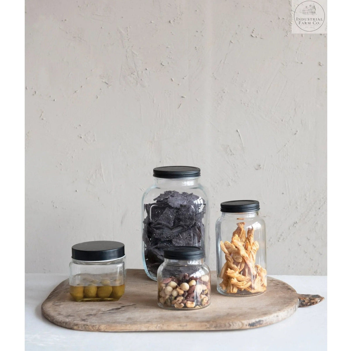 Glass Jar With Metal Lid  Small Square   | Industrial Farm Co