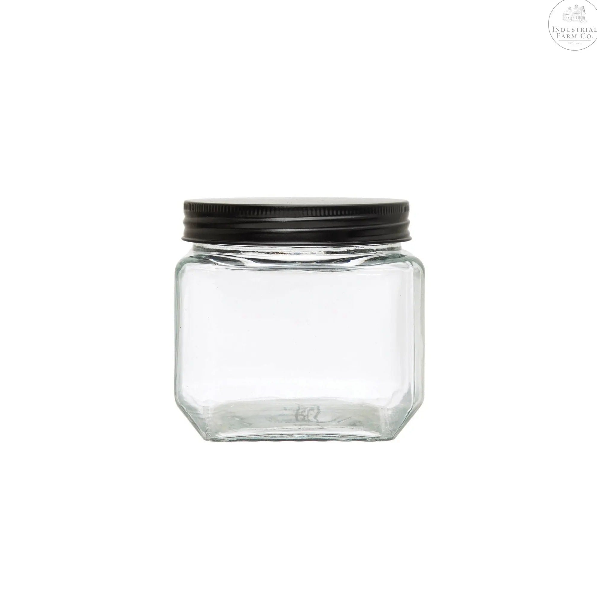 Glass Jar With Metal Lid  Small Circular   | Industrial Farm Co