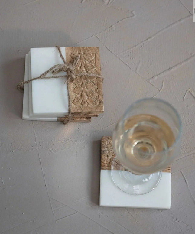 Hand Carved Coaster Set  Default Title   | Industrial Farm Co