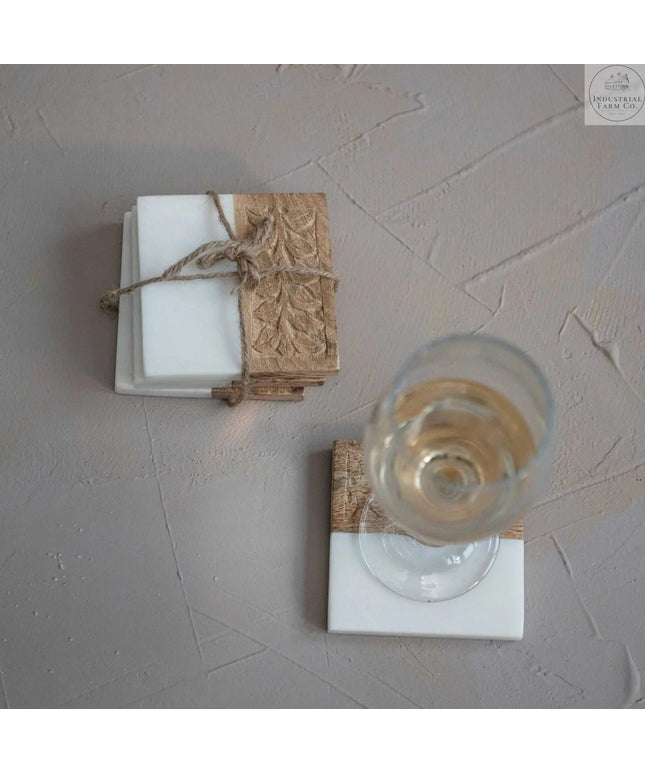 Hand Carved Coaster Set  Default Title   | Industrial Farm Co