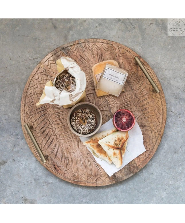 Hand Carved Mango Wood Tray  Default Title   | Industrial Farm Co