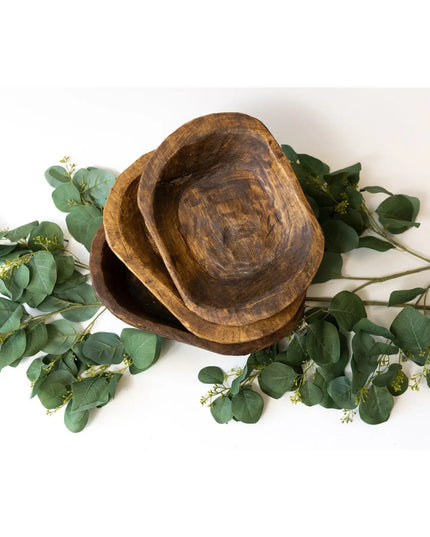Hand Carved Wood Bowl Decorative Tray Natural   | Stash Style