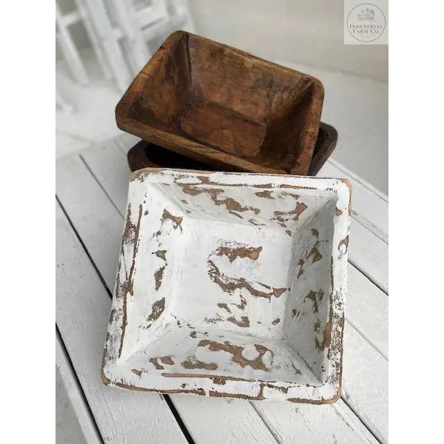 Hand Carved Wooden Square Bowl  Default Title   | Industrial Farm Co