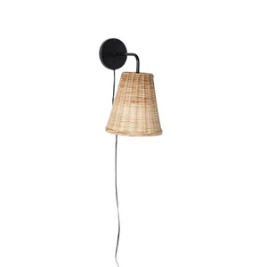 Hand-Woven Wicker and Metal Wall Sconce | Industrial Farm Co