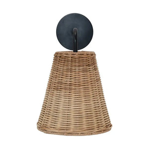 Hand-Woven Wicker and Metal Wall Sconce | Industrial Farm Co