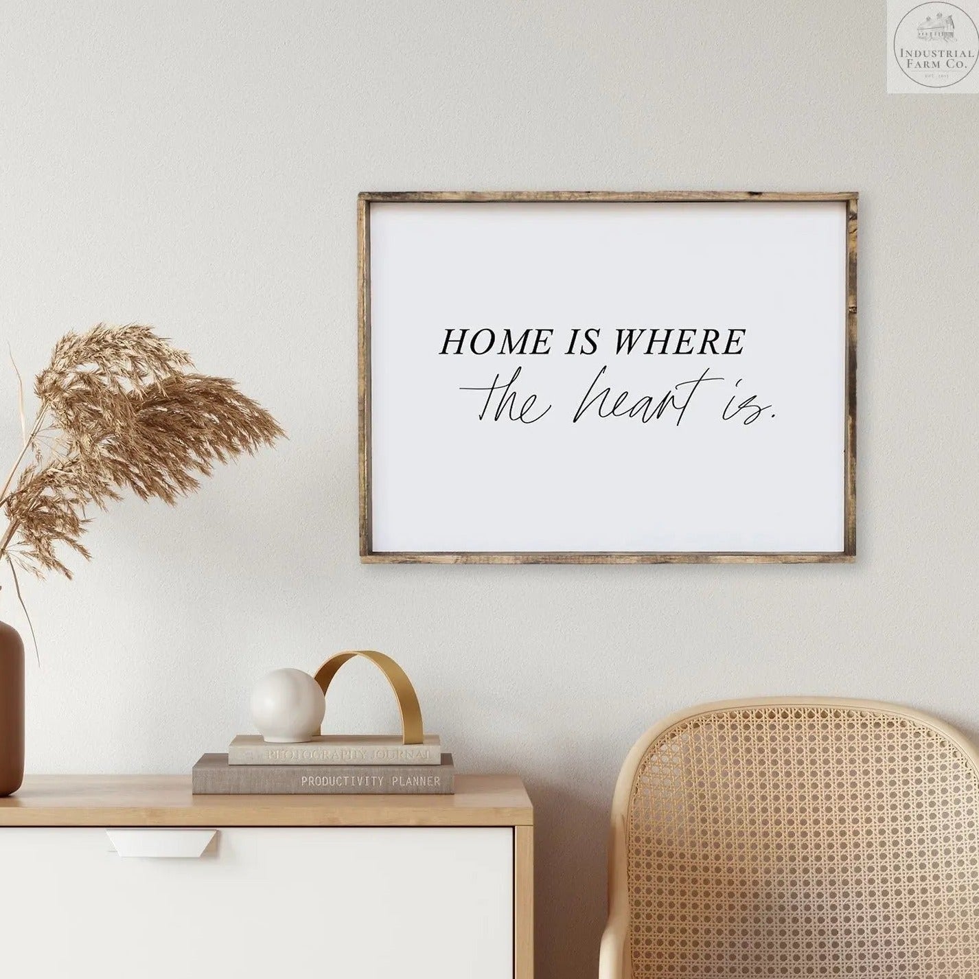 "Home is Where The Heart Is" Wood Sign Hanging Wall Art Default Title   | Industrial Farm Co