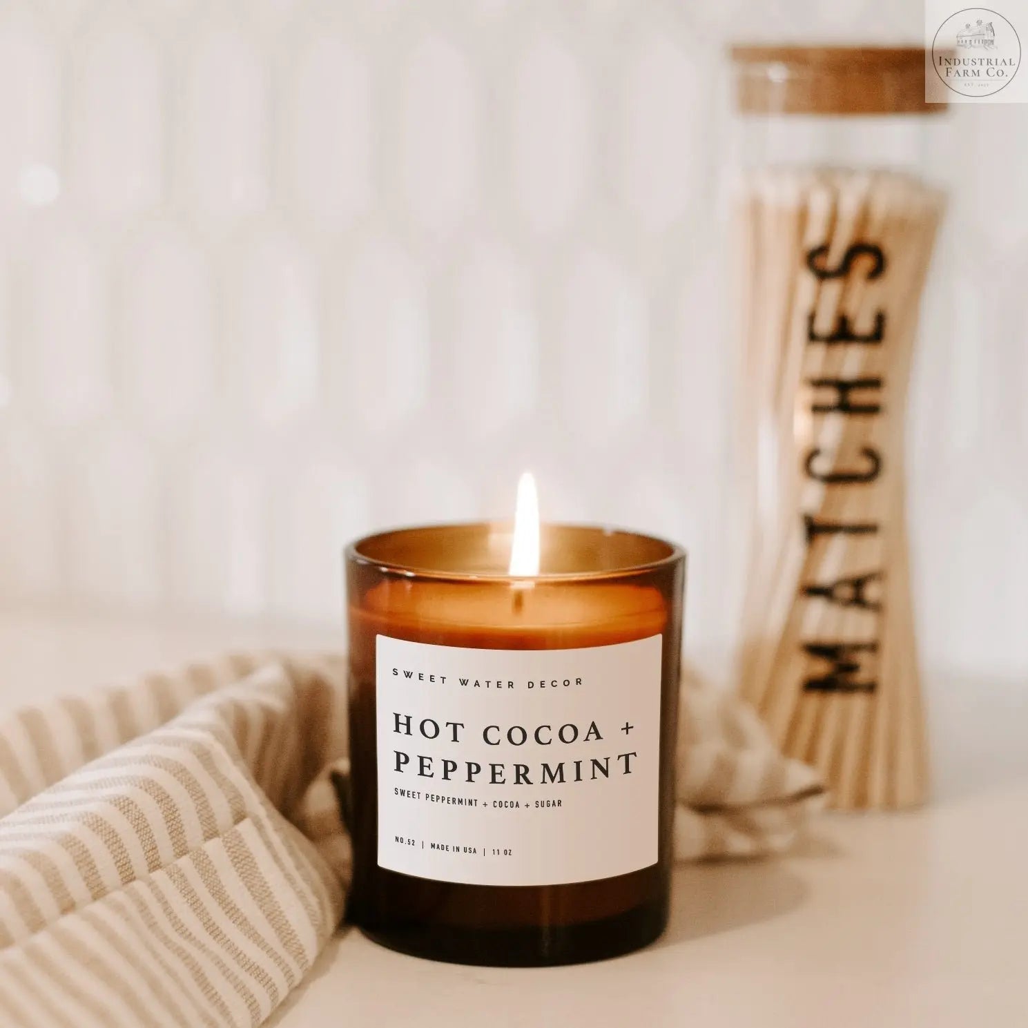 Hot Cocoa and Peppermint Soy Wax Candle  Default Title   | Industrial Farm Co