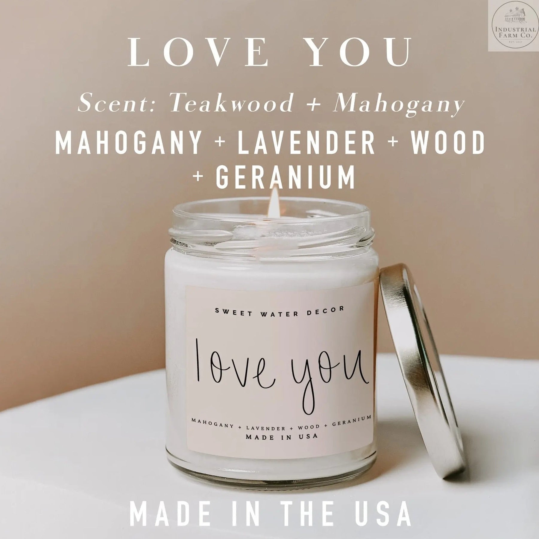 Love You Soy Candle  Default Title   | Industrial Farm Co