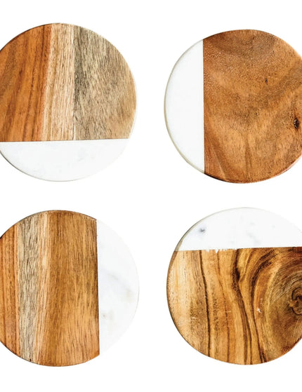 Mango Wood and Marble Coasters  Default Title   | Industrial Farm Co