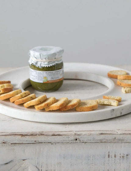 Round Marble Cracker Tray  Default Title   | Industrial Farm Co