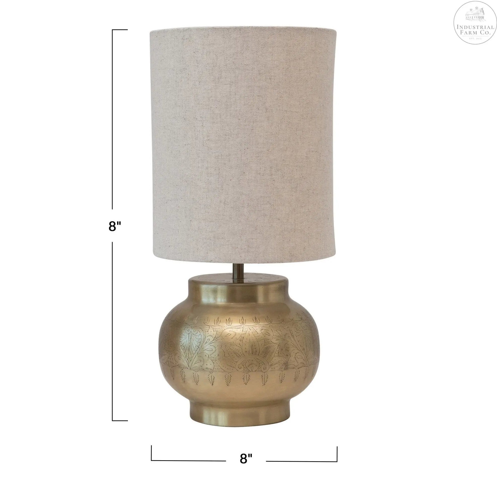 Hammered Brass Jar Table Lamp with Wooden Base - Just Shades