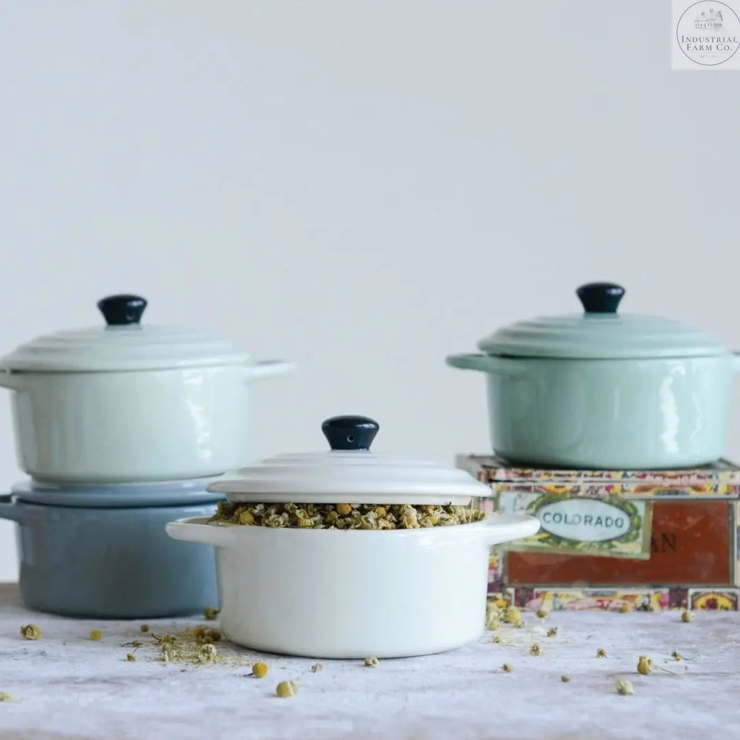 Stoneware Mini Baker with Lid  Grey   | Industrial Farm Co