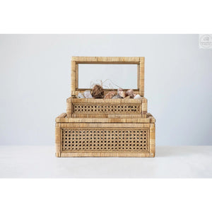 Rattan Display Box with Glass Lid Industrial Farm Co