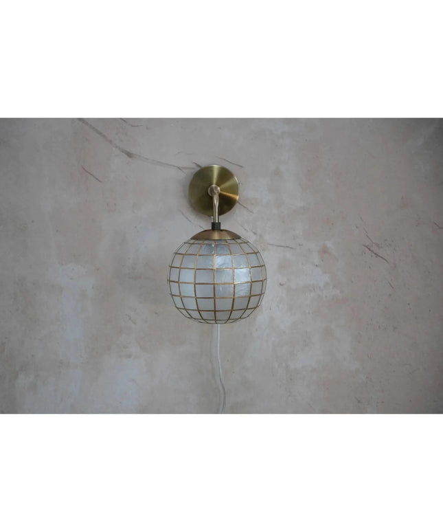 Round Capiz and Metal Wall Sconce  Default Title   | Industrial Farm Co