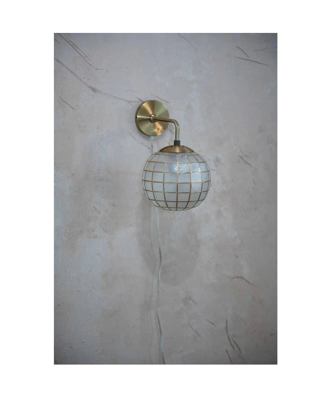 Round Capiz and Metal Wall Sconce     | Industrial Farm Co