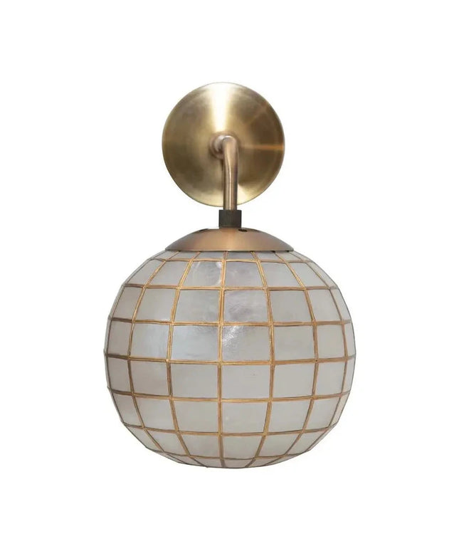 Round Capiz and Metal Wall Sconce     | Industrial Farm Co