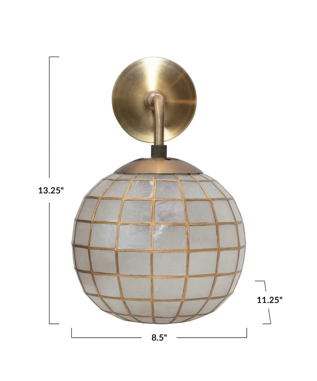 Round Capiz and Metal Wall Sconce     | Industrial Farm Co