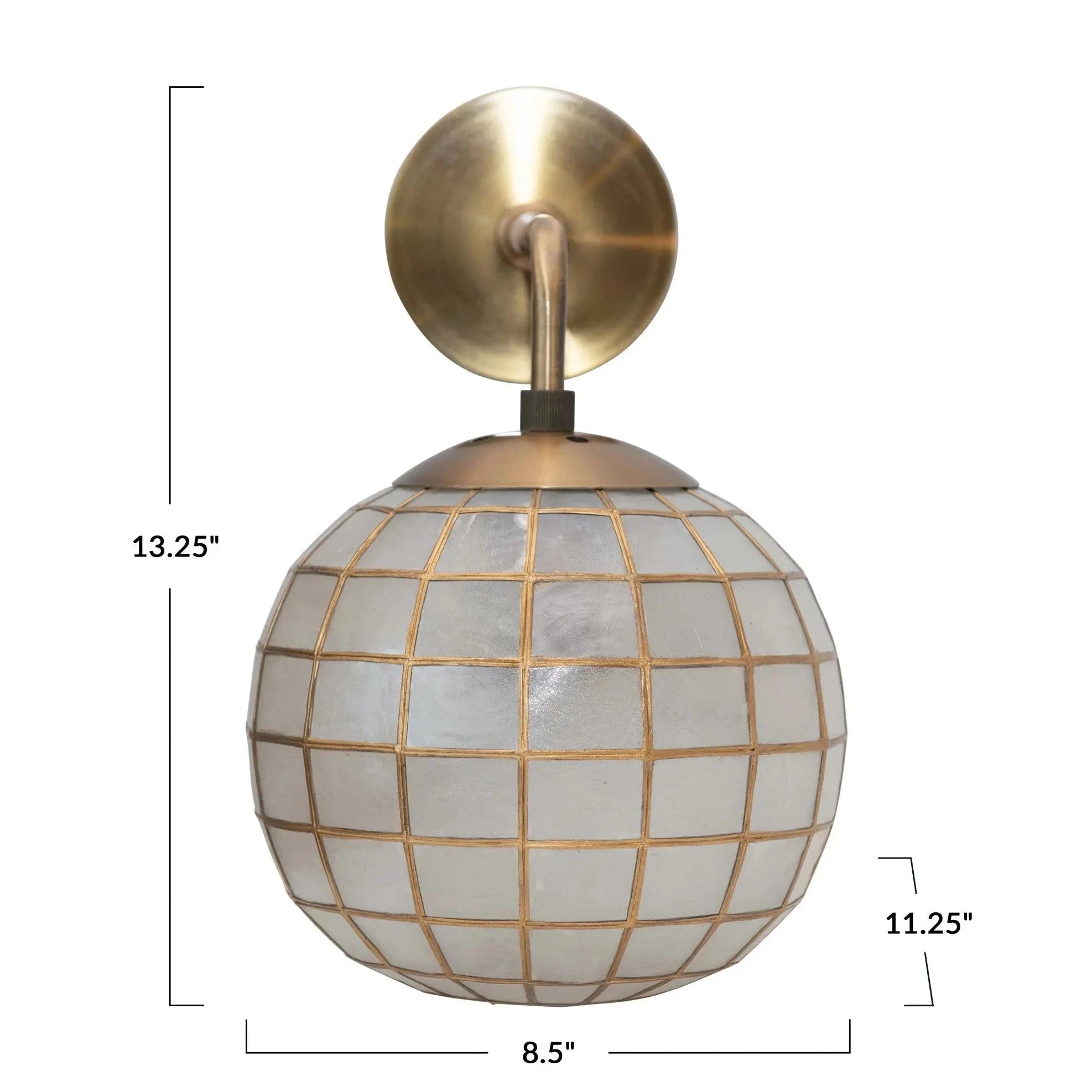 Round Capiz and Metal Wall Sconce     | Industrial Farm Co