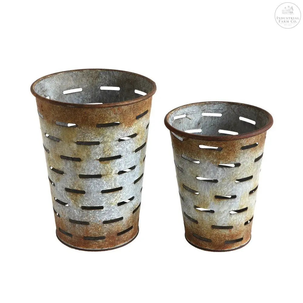 Rustic Olive Buckets (Set of 2)     | Industrial Farm Co