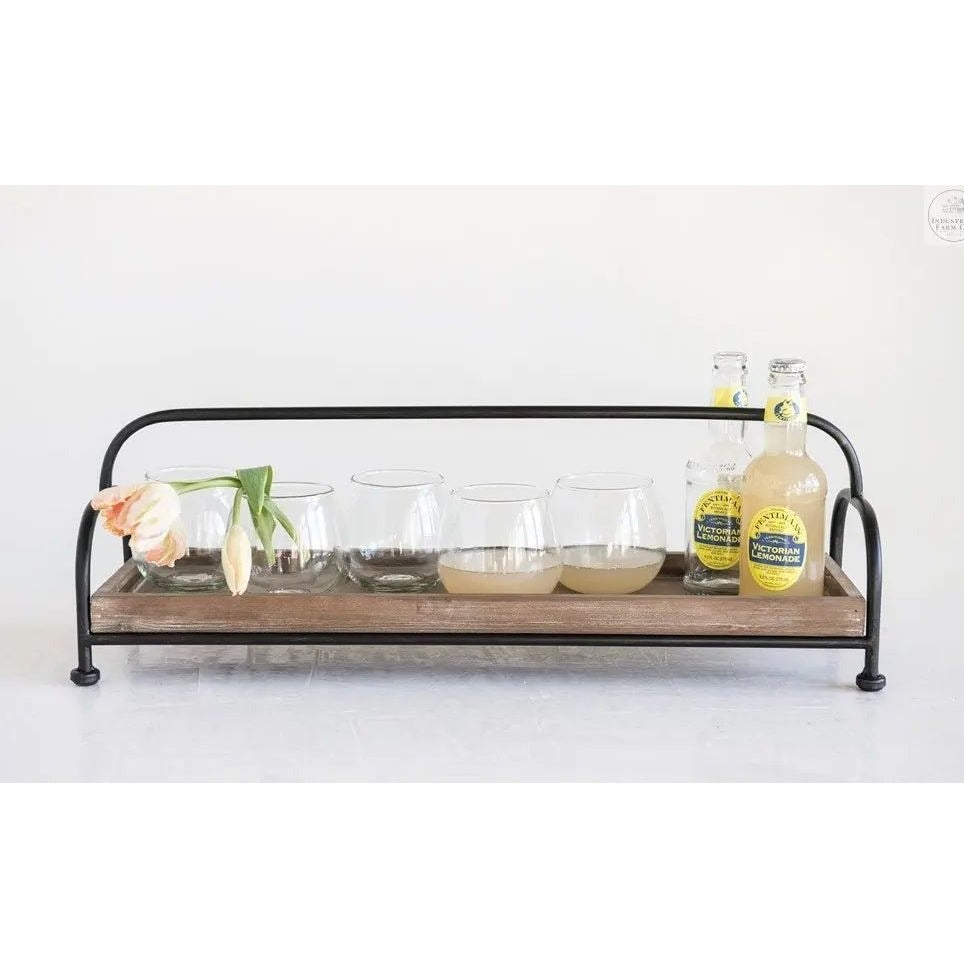 Standing Wood Centerpiece Tray Decorative Tray    | Creative Co-op