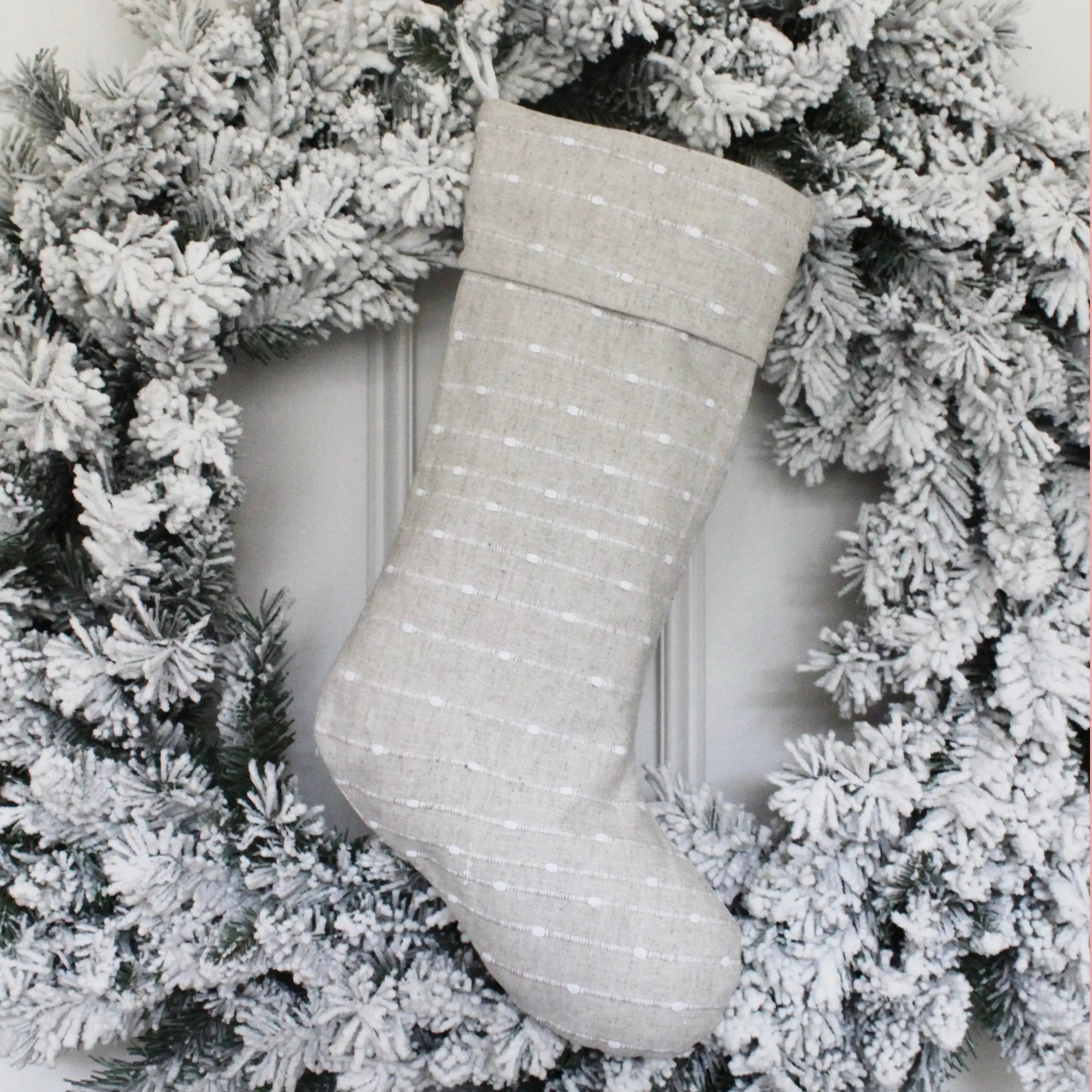 Stella Style Christmas Stockings  Beige Stripe   | Industrial Farm Co