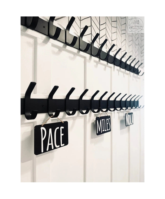 The Christopher Double Hook Coat Rack Coat Rack 10" Wall Mount Length Finish Black Powder Coat | Industrial Farm Co