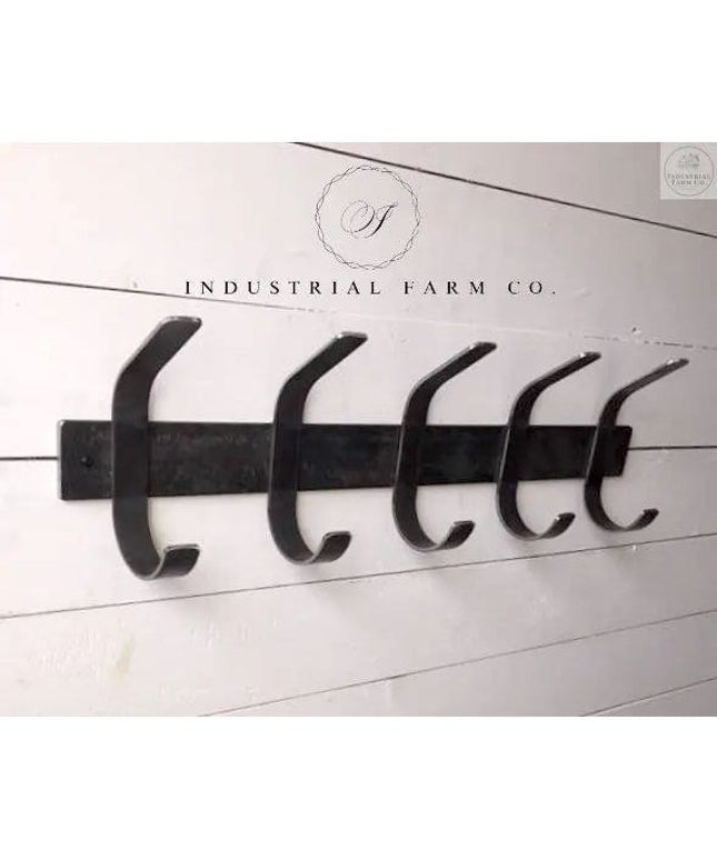 The Christopher Double Hook Coat Rack Coat Rack 14” Wall Mount Length Finish Gold Powder Coat | Industrial Farm Co