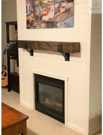 The Clermont Farmhouse Shelf Mantle Support Brackets/Corbels 6" Depth x 8" Wall Mount Length Finish Black Powder Coat | Industrial Farm Co