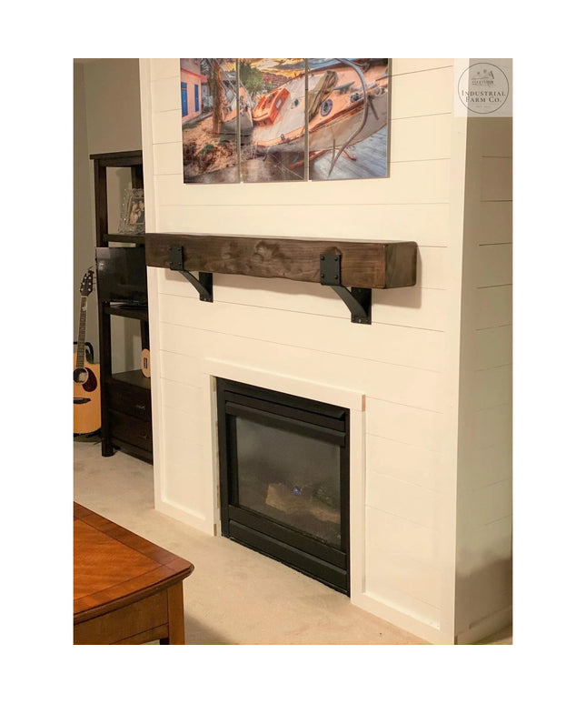 The Clermont Farmhouse Shelf Mantle Support Brackets/Corbels 6" Depth x 8" Wall Mount Length Finish Black Powder Coat | Industrial Farm Co