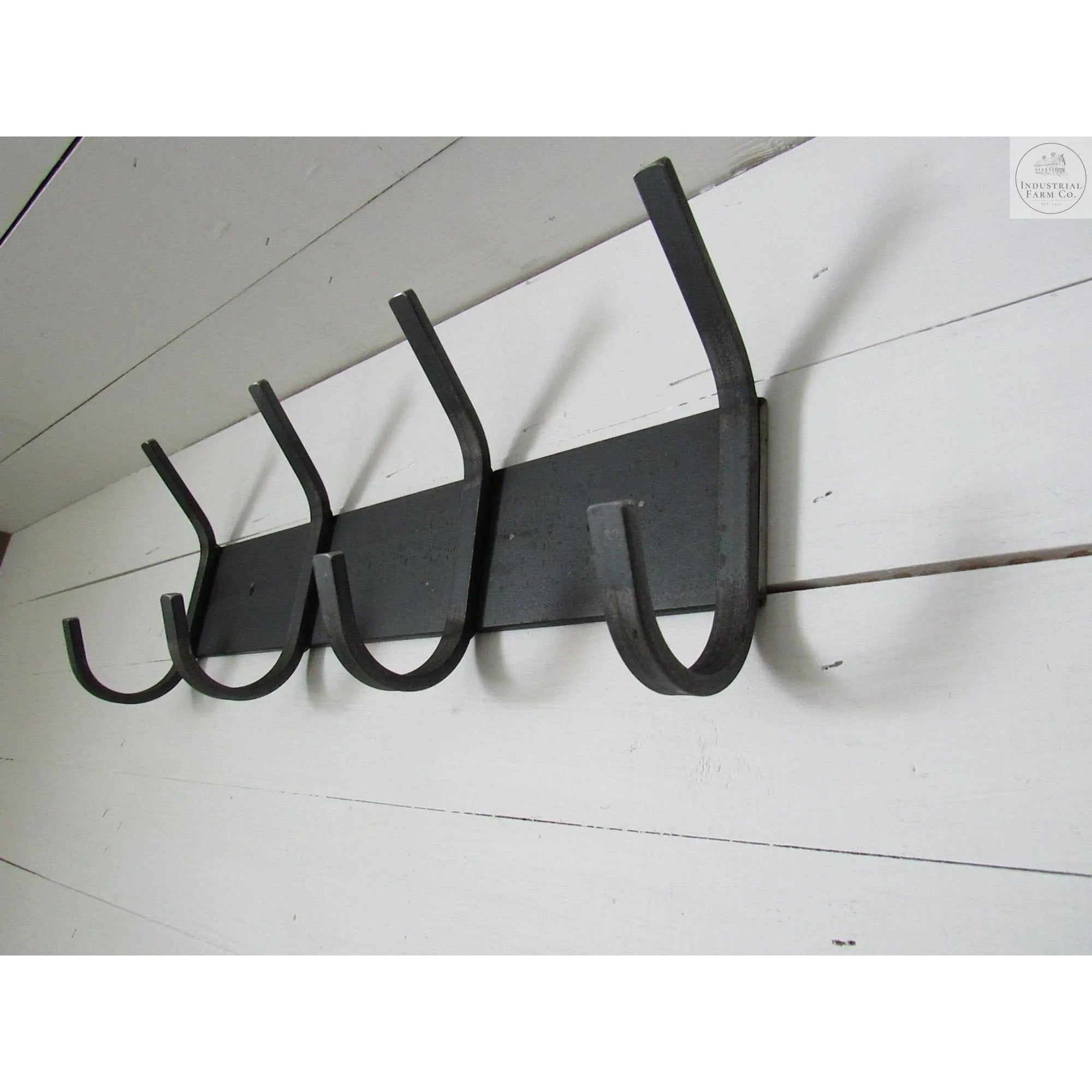 Coat Rack+Shelf Floating Rustic Handmade Wall Mounted 7 Black Double Hooks
