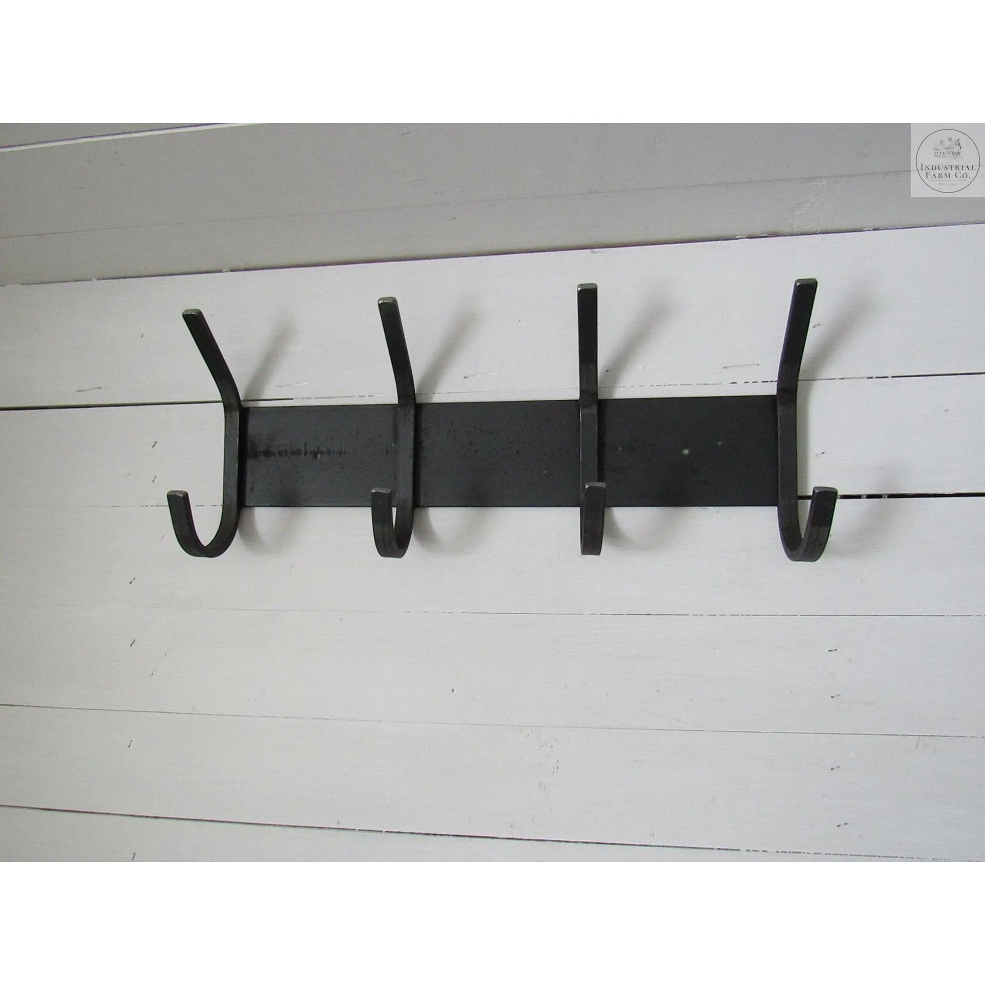 The Cooperstown Double Hook Coat Rack Coat Rack 14" Wall Mount Length Finish Gold Powder Coat | Industrial Farm Co