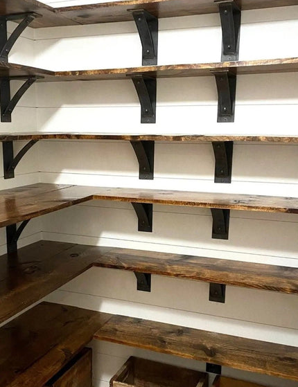 The Cortland Pantry Shelf Support Brackets/Corbels 5" Depth x 5" Wall Mount Length Finish Raw - Uncoated Metal | Industrial Farm Co