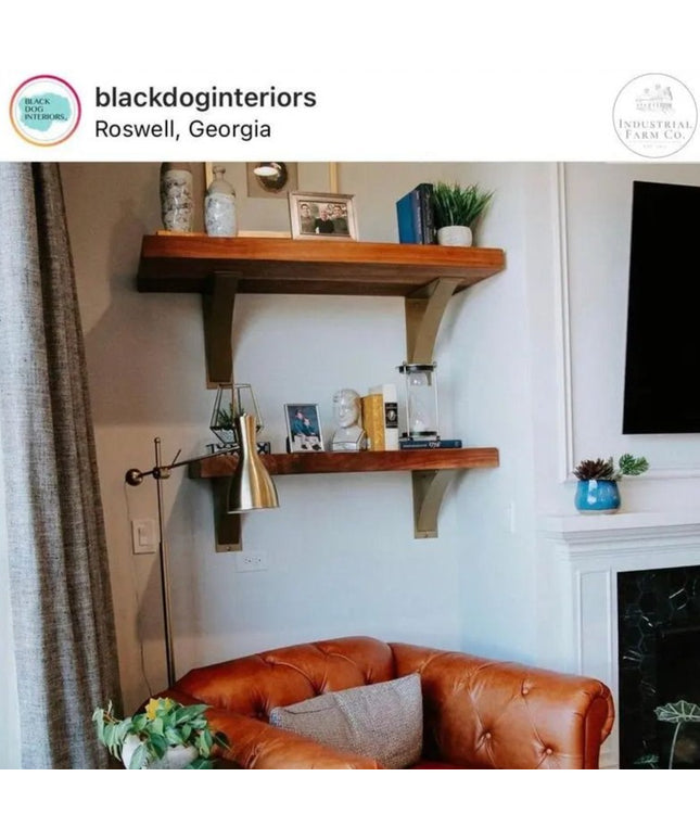 The Dibbles Floating Shelf Bracket Brackets/Corbels 5" Depth x 7" Wall Mount Length Finish Black Powder Coat | Industrial Farm Co