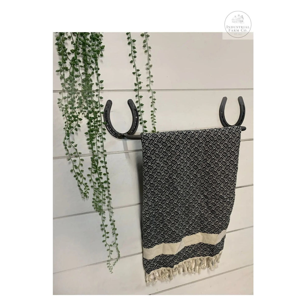 Black and White Buffalo Plaid Hanging Towel With Holder -  in 2023