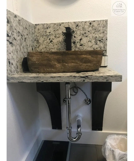 The Endicott Breakfast Bar Support Brackets/Corbels 8" Depth x 20" Wall Mount Length Finish Black Powder Coat | Industrial Farm Co