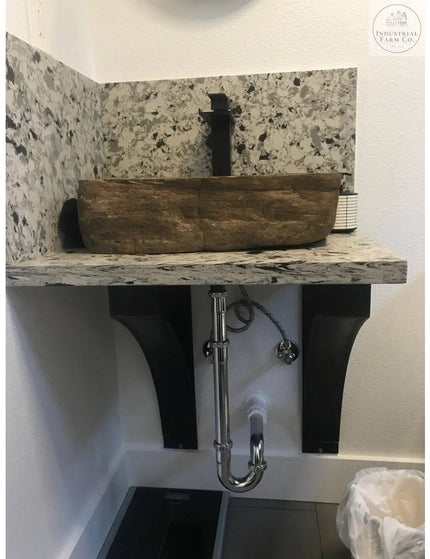 The Endicott Breakfast Bar Support Brackets/Corbels 8" Depth x 20" Wall Mount Length Finish Black Powder Coat | Industrial Farm Co