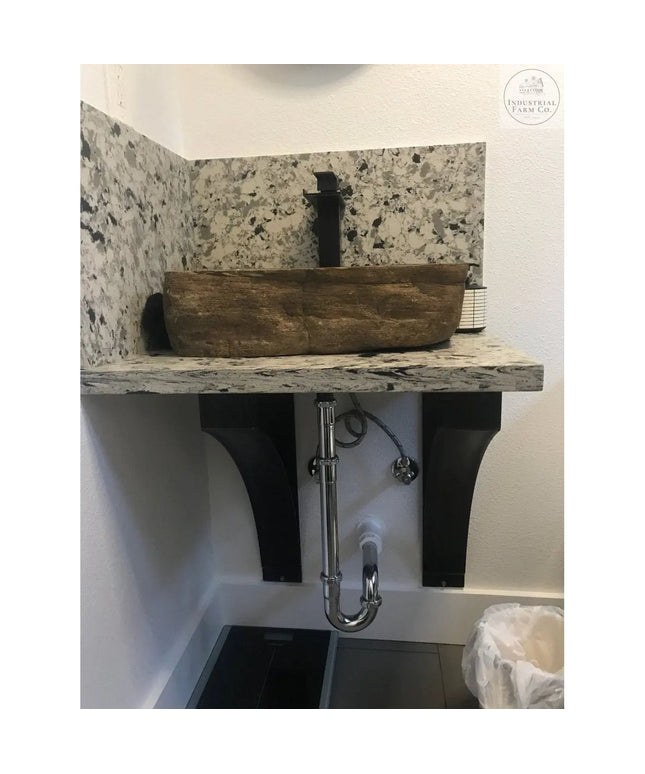 The Endicott Breakfast Bar Support Brackets/Corbels 8" Depth x 20" Wall Mount Length Finish Black Powder Coat | Industrial Farm Co