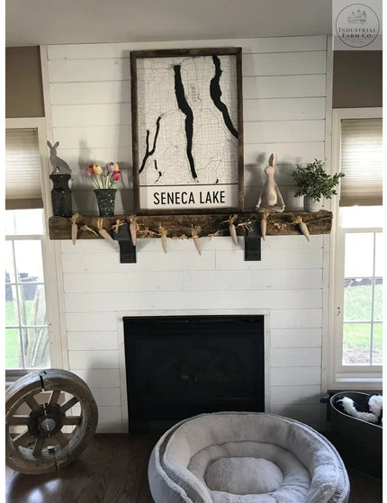 The Fulton Style Heavy Duty Mantel Support Brackets/Corbels 6" Depth x 6" Wall Mount Length Finish Black Powder Coat | Industrial Farm Co