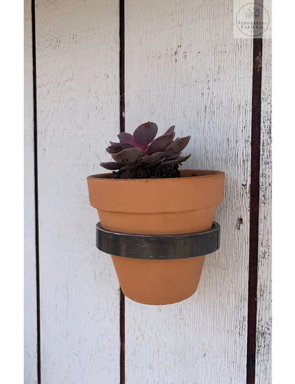 The Hudson Wall Mounted Potholder Plant Holder 4" Pot Finish Silver Powder Coat | Industrial Farm Co